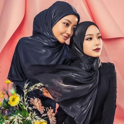 18 Colors Women Hijab Scarf Shiny Muslim Long Scarves Light Weight Soft Turban Shawl Organza Satin Shimmer Scarf 2025 New
