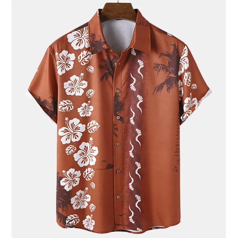 3D Printed Flower Hawaiian Shirts For Men Plants Patterns Button Shirt Summer Short Sleeves Tops Loose Aloha Shirts Streetwear