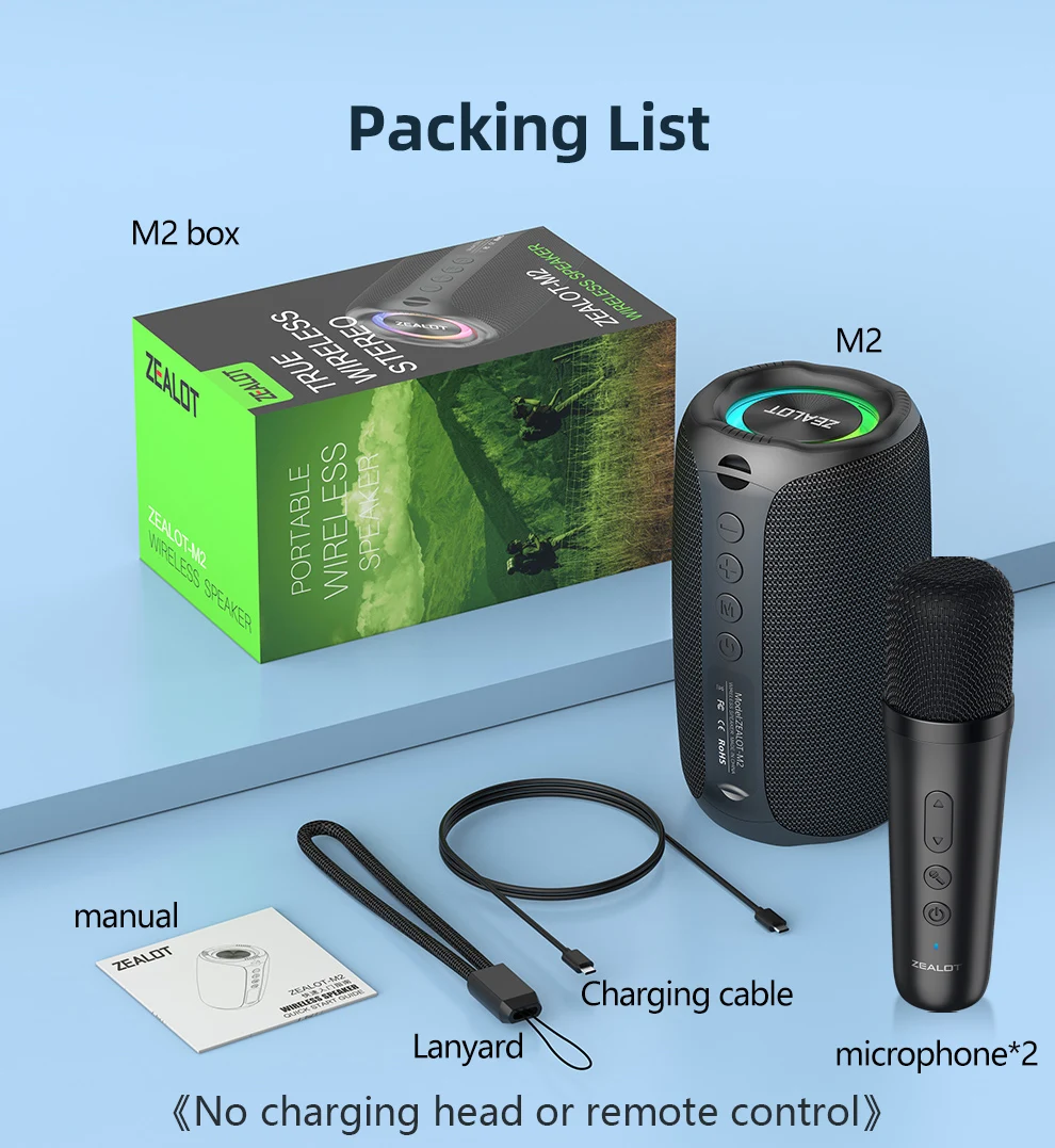 ZEALOT-M2 Bluetooth-Lautsprecher 10W mit verstärktem Bass, tragbarer Outdoor-Wireless-Lautsprecher, wasserdichter Lautsprecher, Bluetooth 5.4 mit 2 Mikrofonen – Detail 5