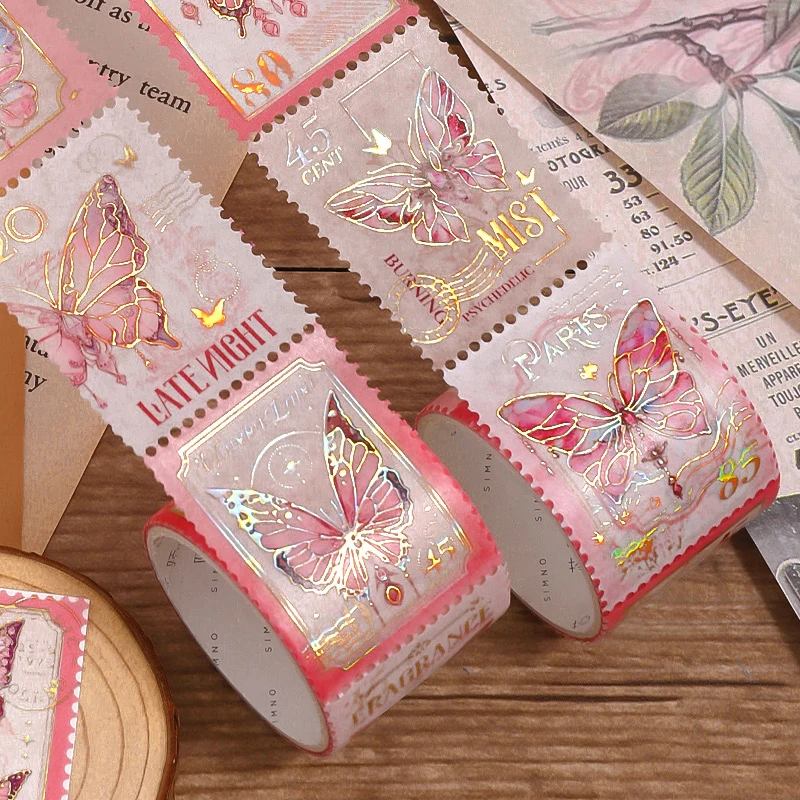 4 Style 1roll/pack Flowers between the light series of vintage stamps die-cut tape DIY handbook material decoration