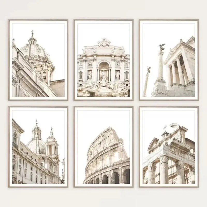الرجعية إيطاليا روما العمارة القديمة برج بيزا كولزيوم مدينة السفر المشارك يطبع صور فنية للجدران ديكور المنزل #1