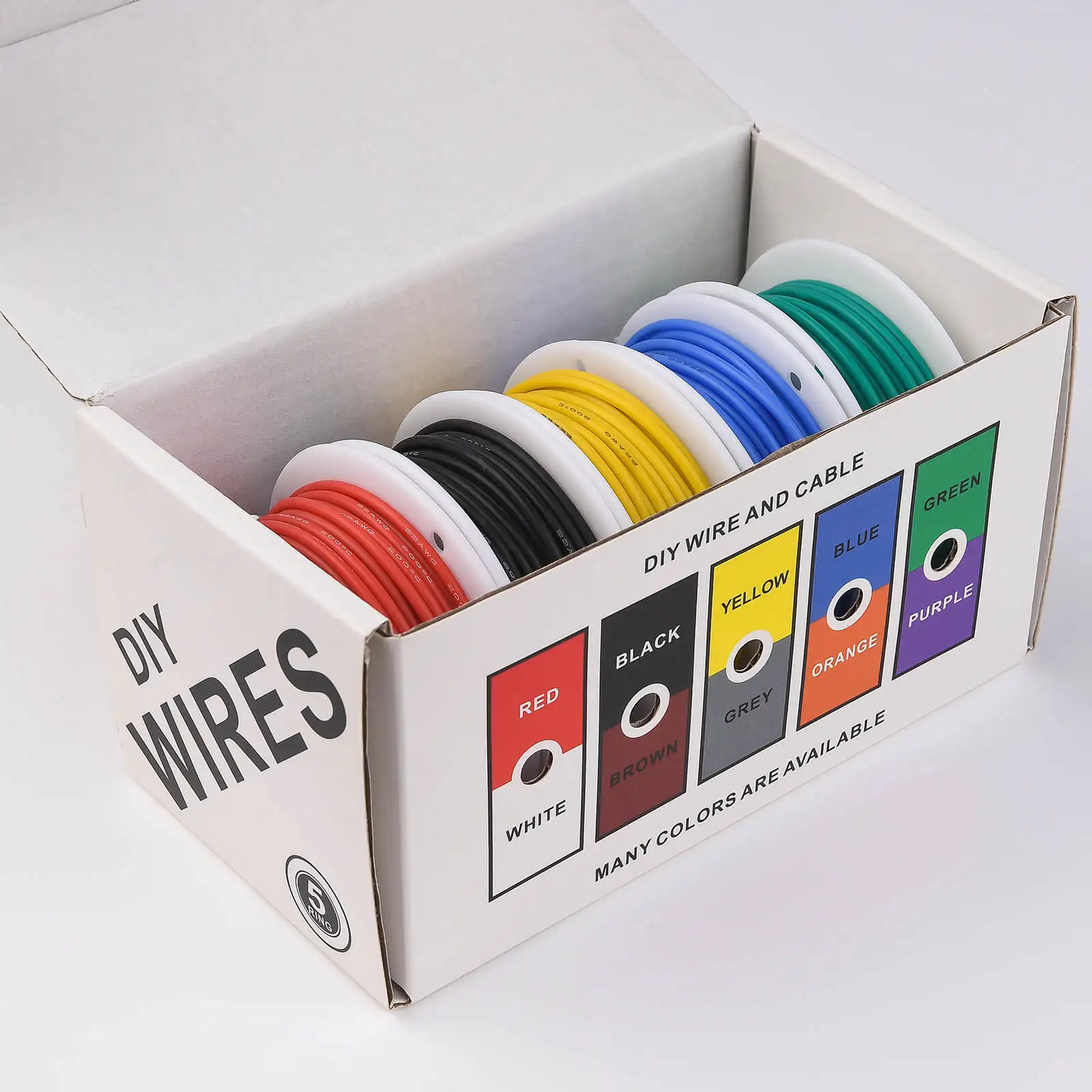 22 AWG Silicone Wire Kit, 5 Colors 22 Gauge Stranded Tinned Copper Electrical Wire Flexible Hookup Cable, Multi Gauge Wiring for Arduino, RC Cars, Boats, Drones and DIY Projects image 7