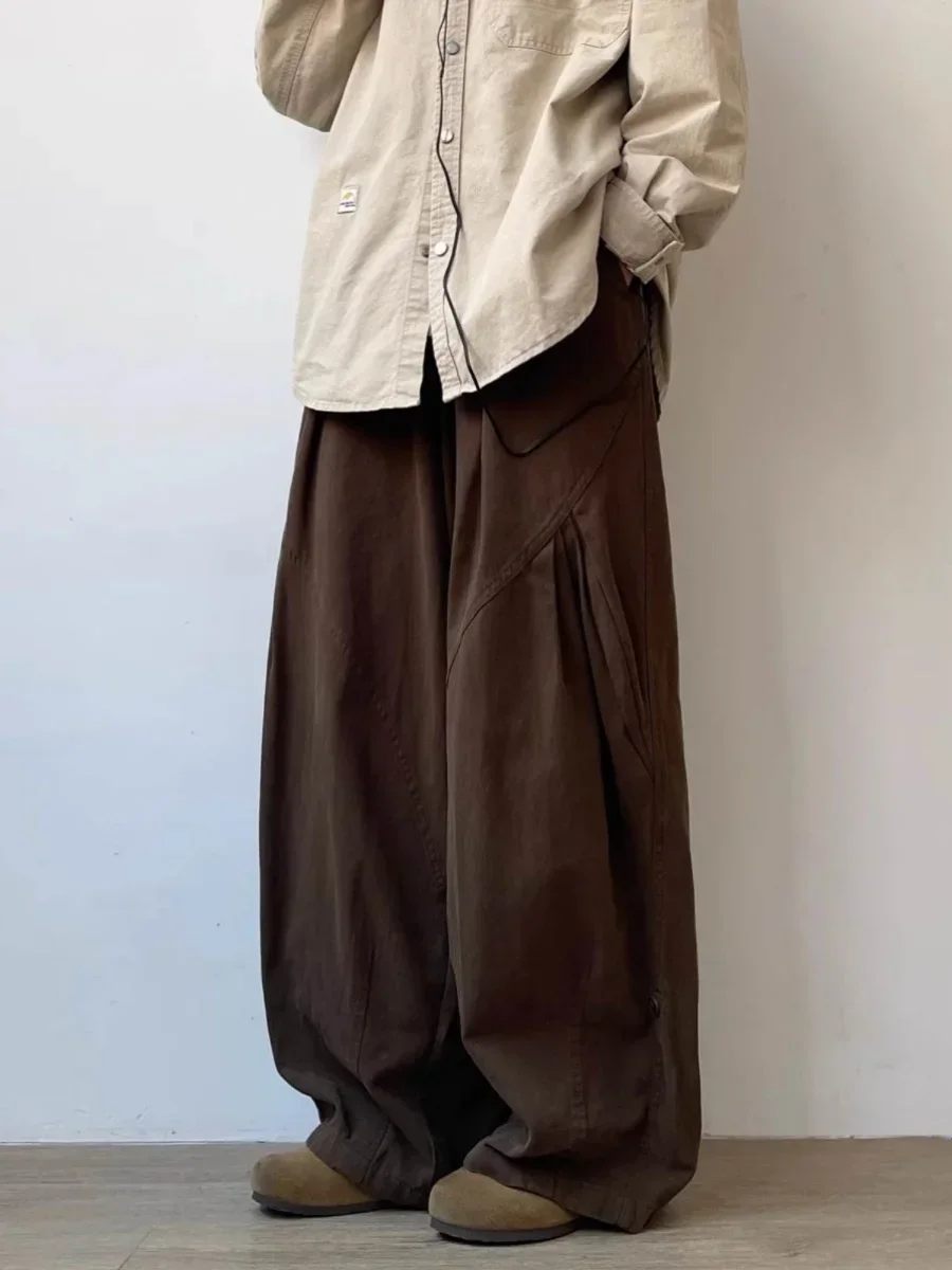 

Ретро-японские широкие брюки в стиле Харадзюку, свободные прямые повседневные рабочие брюки для мужчин и женщин, модные весенне-осенние брюки