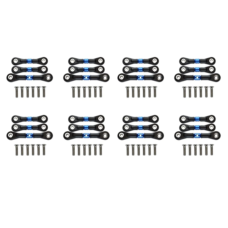 24Pcs Steering Link Rod Servo Rod For Tamiya TT-02 TT-02T TT02 TT02T 1/10 RC Car Upgrade Parts Accessories,Blue