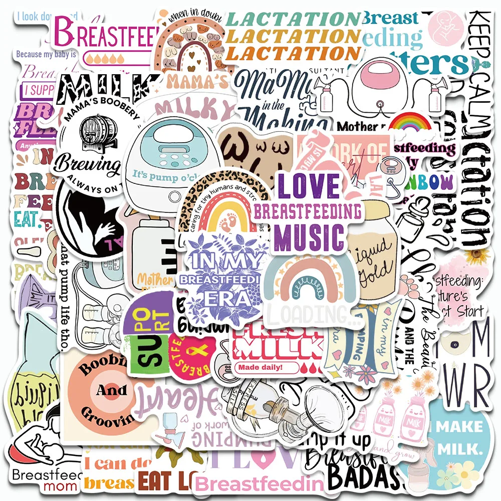 

50PCS Breastfeeding and Pregnancy Stickers Aesthetic Decorative For Luggage Laptop Cup Phone Guitar Scrapbook Kids Gift Stickers