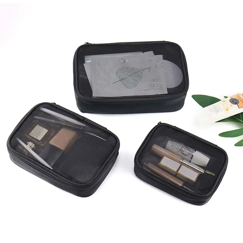 

Personality Outdoor Female Zipper Makeup Organizer Nylon Wash Pouch Bath Storage Makeup Case Mesh Cosmetic Bag Storage Bag