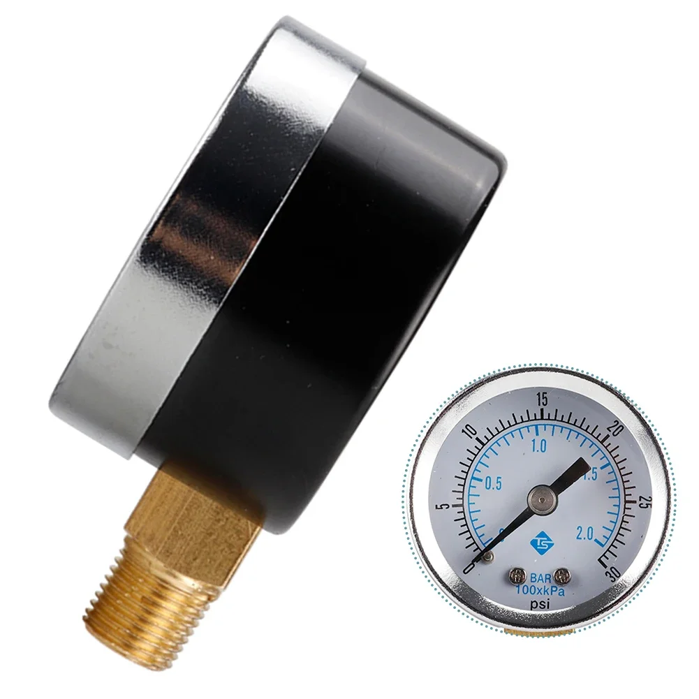 1pc Pressure Gauge Low Pressure For Fuel Air Oil Gas Water Oil Gas Measurement 0-30psi 0-2bar Compressor Instrument Accessories