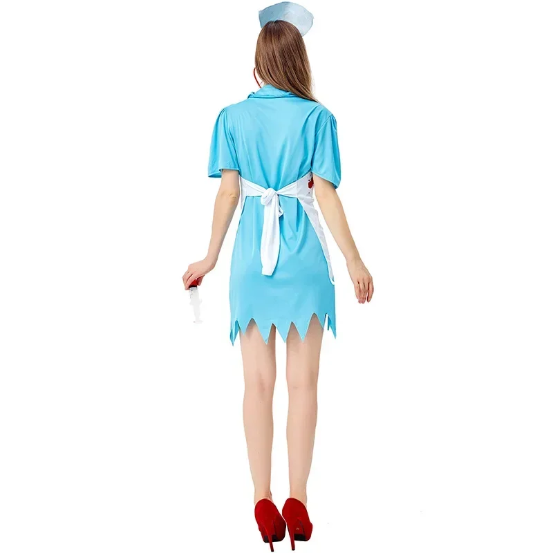 Scary Bloody Nurse Costume Cosplay For Adult Halloween Costume For Women Carnival Party Dress Up Suit