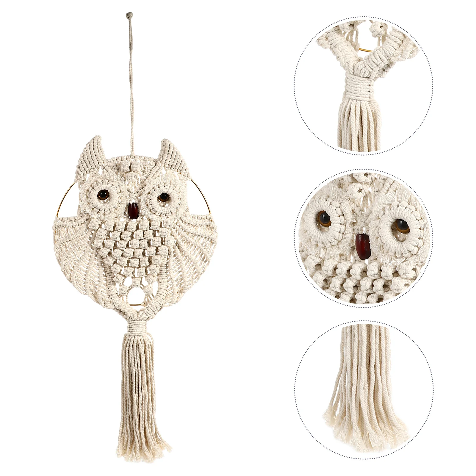 

1Pcs Elegant Hand Woven Owl Tassel Wall Hanging Cotton Tapestry for Home Decor Background Wall Tapestry