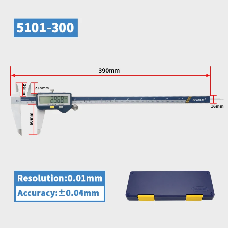 SHAHE Großbildschirm Digitaler Messzirkel 150/200/300mm Edelstahl-Messzirkel Messwerkzeug Elektronischer Mikrometer-Messzirkel