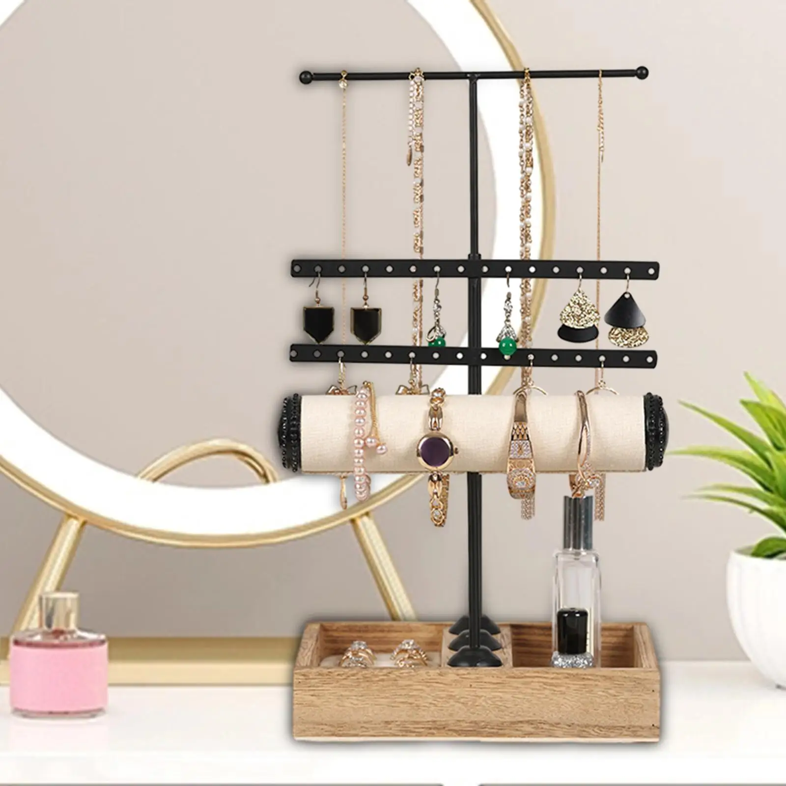 Jewelry Necklace Earring Display Jewelry Organizer T Shaped Fashion Jewelry Stand for Bangle Watch Living Room Shopping Mall