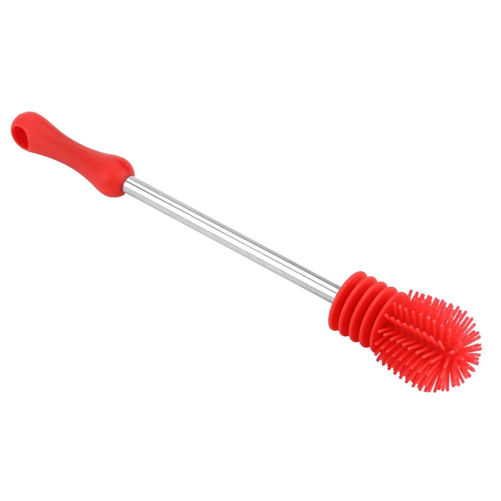 Long Handle Bottle Cleaning Brush Non Scratch Flexible Bristle Kitchen Cleaning Brush Red Water Bottle Brush Vase Cleaning view 3