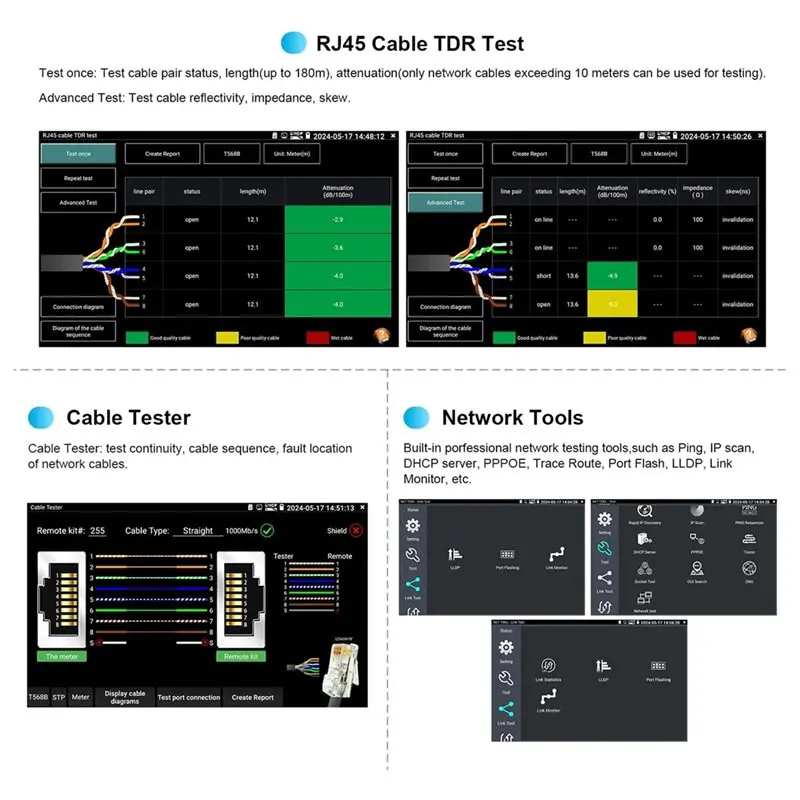 【MUST-HAVE】8K IP Camera Tester With Poe, CCTV Test 8MP CVI TVI AHD Analog, 5.4Inch Touchscreen RJ45 Cable TDR Tester RS485 VGA