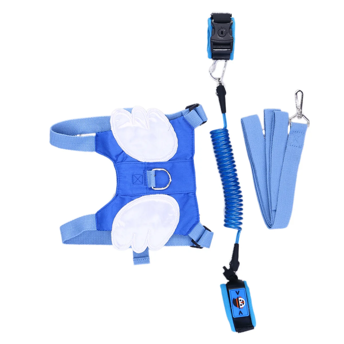 Arnés de seguridad para niños, correa antipérdida, correa de muñeca azul para niños, cuerda de tracción, cordón de PU fuerte y duradero para uso en interiores y exteriores