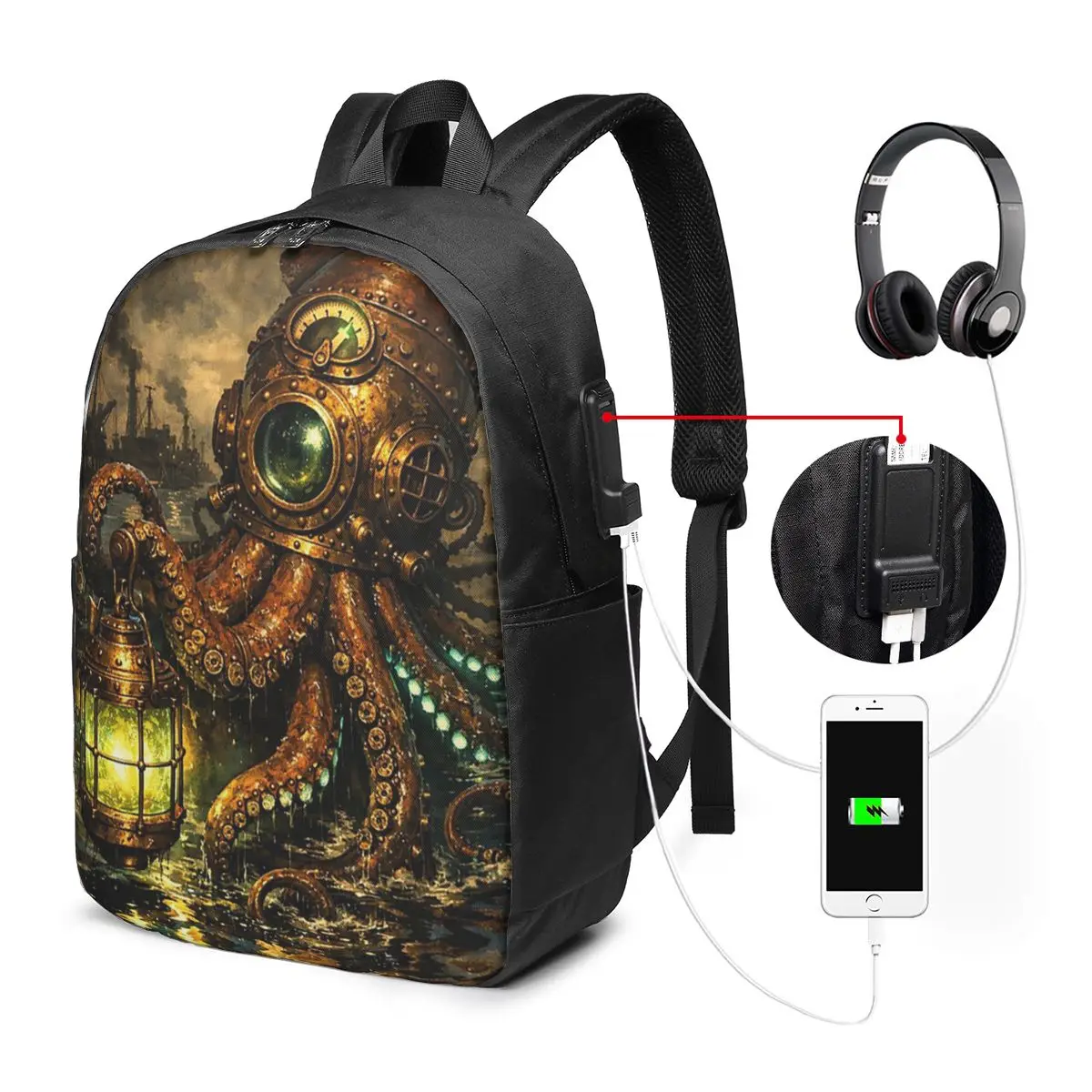 Steampunk Steampunk Style Octopus Design Backpack Travel Notebook Bag Computer College Student School Bag Laptop Shoulder Bags Men Women - Aliexpress Deal