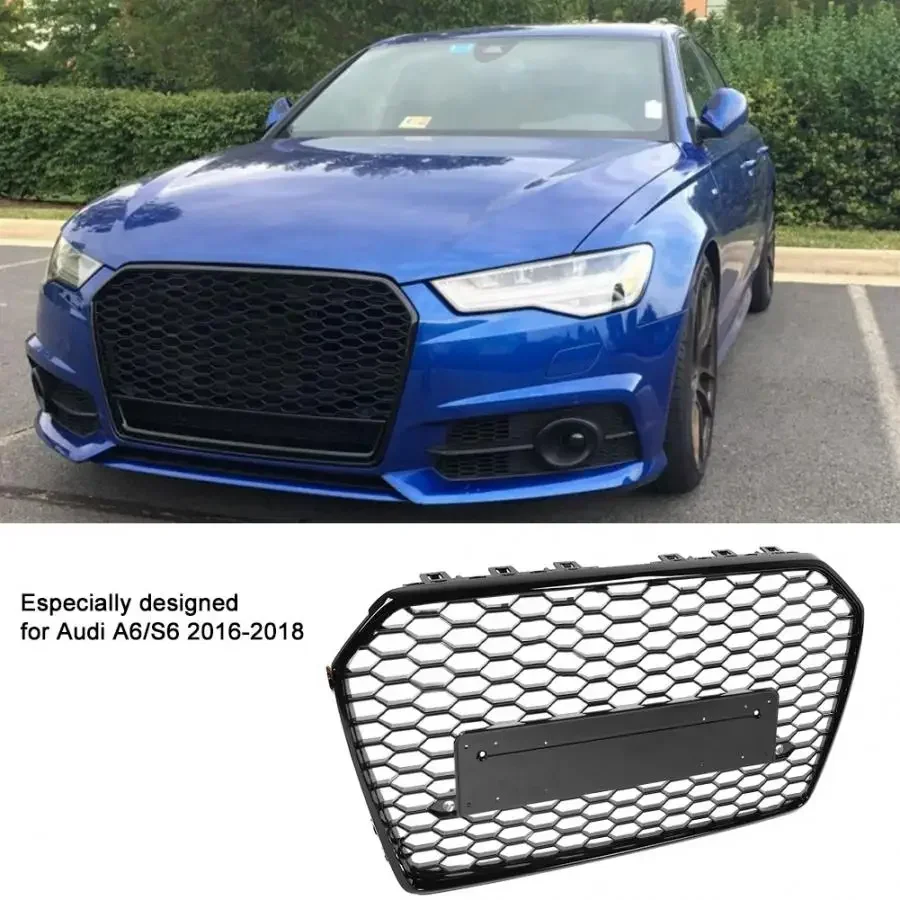 Car Front Bumper Grill Center Grille for Audi A6/S6 2016 2017 2018 (Refit for RS6 Style) car-styling accessories fast ship