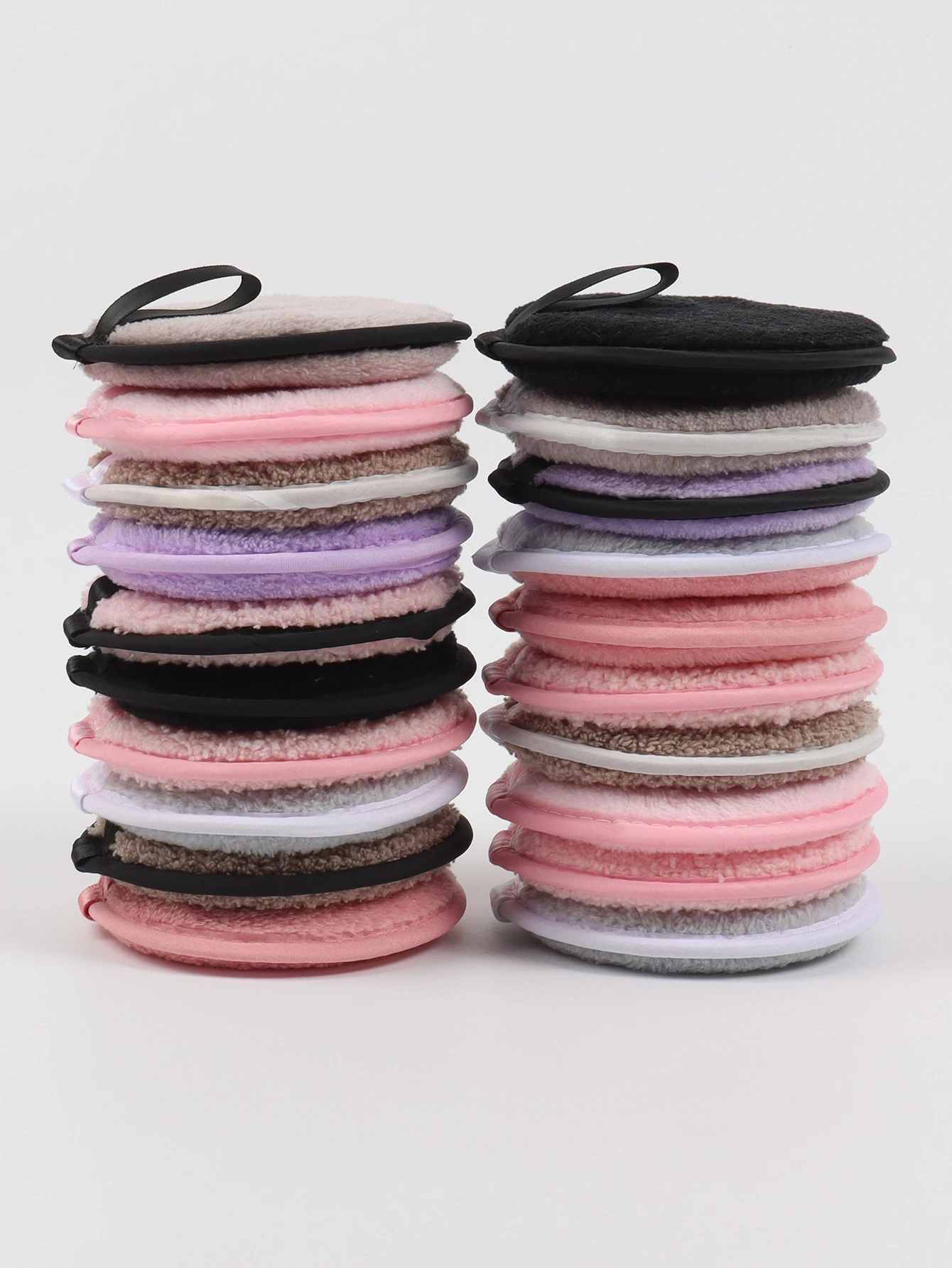 Random Slacker 5-10-20 Pack Reusable Double-Sided Face Wash Puff, Round Design Non-Latex Dry-Wet Dual-Use Foundation Makeup Cr