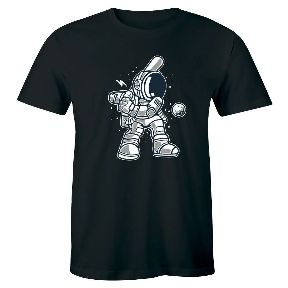 Funny Cartoon Astronaut Playing Baseball with Planet Ball T-Shirt for Men Y2K tops Unisex Summer Short Sleeve