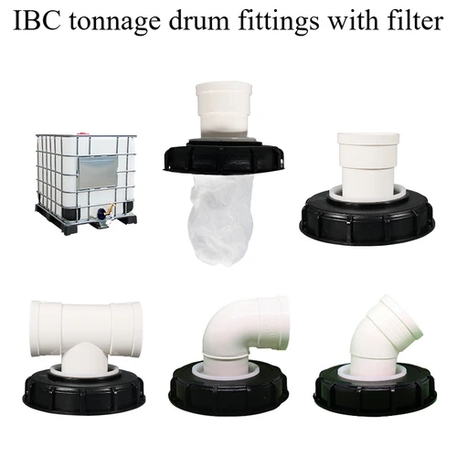 Imagen 1 del producto Accesorios de tambor IBC Ton, tapa de plástico, filtro de 163mm, adaptador a juego de tambor tonelada con tornillo de filtro en forma de T/cabeza recta/codo/vertical