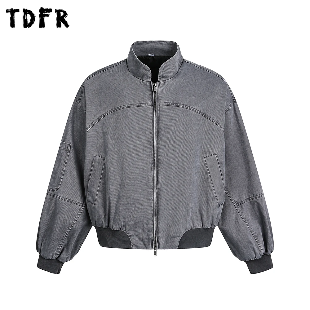 

Multi-Pocket Cargo Jacket Mens Autumn Retro Casual Long Sleeve Loose Stand Collar Outerwear Man