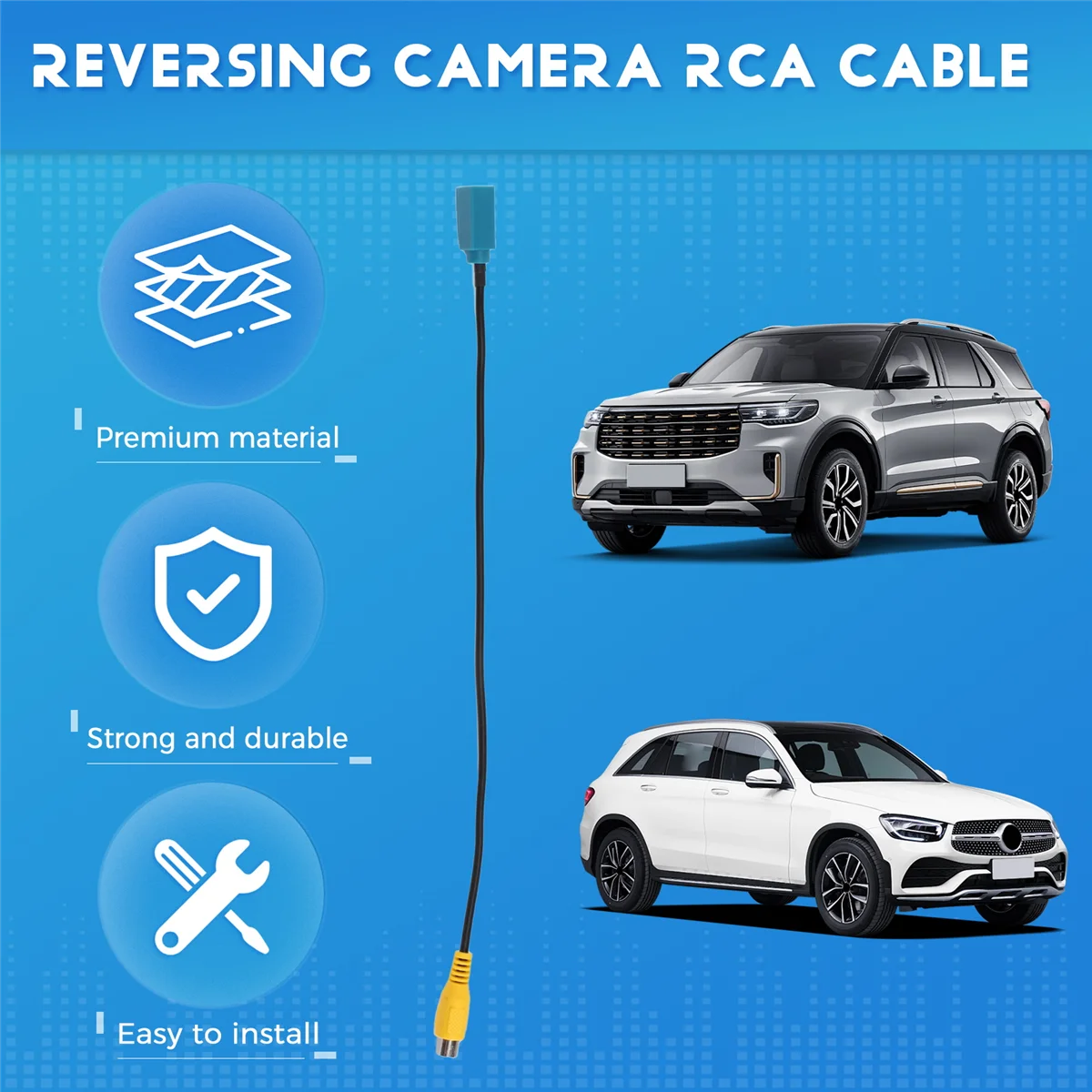 8Inch Fakra Reversing Camera RCA Cable Parking Adapter for Mercedes Benz Ford