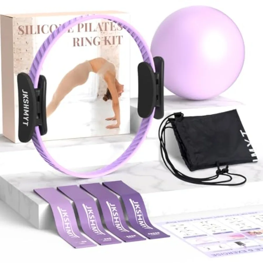 

Pilates Ring Kit for Women, Pilates Equipment 14.5" Home Magic Circle Workout with Pilates Ball, Resistance Bands, Better me Pi