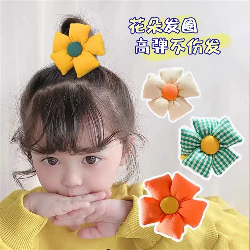 Rubber Bands For Girls Lovely Cartoon Flowers Butterfly Elastic Hair Bands Head Rope Ponytail Holder Children\'s Hair Accessories