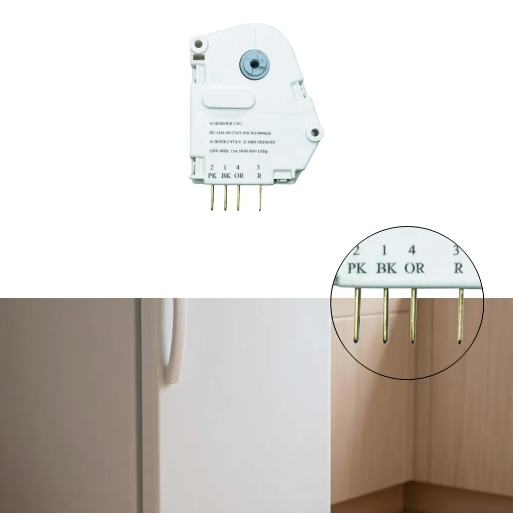 Refrigerator Defrost Timer W10844636 W10740040 10 Hour Cycle Plastic Replacement Part For Home Cooling System Easy Install