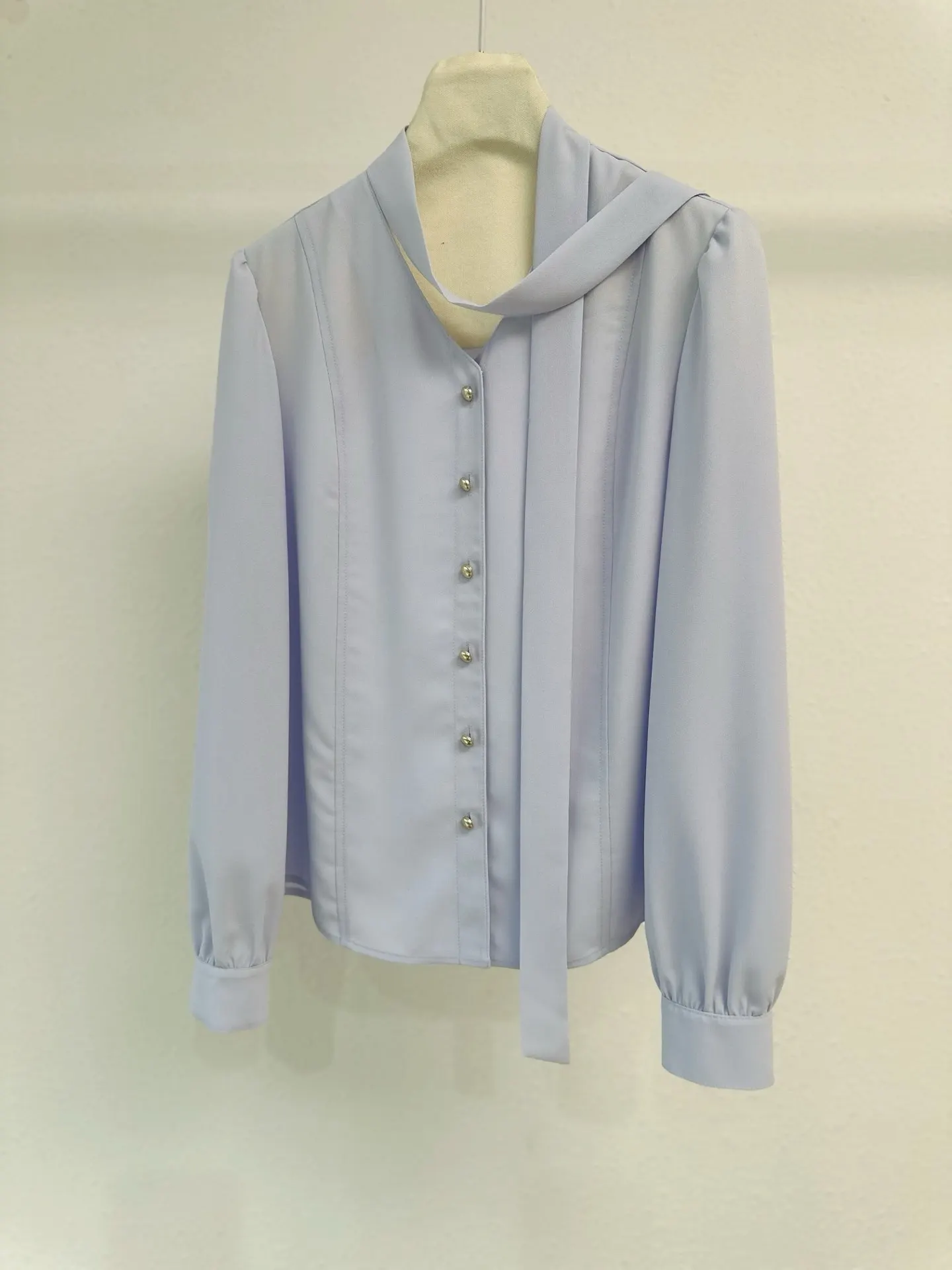 

Ele Korean Sle Comfortable Thin Cotton irt with Sa for Women Commute Friendly Versatile Long Sve Breathable