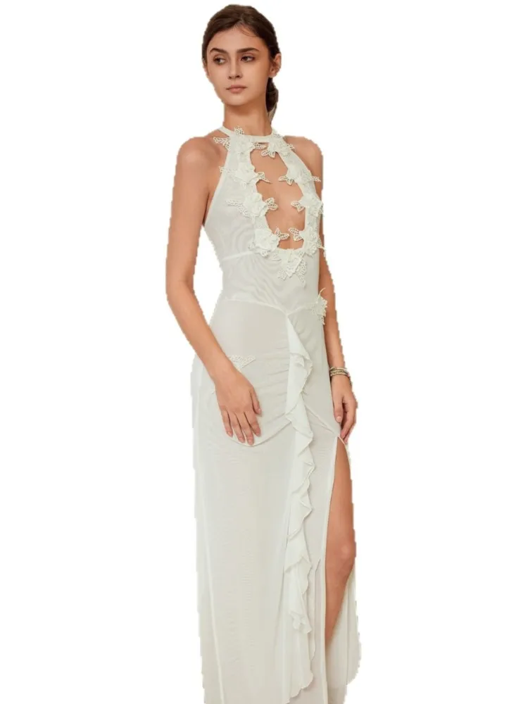 Letnie narzutki damskie na strój kąpielowy, wiązane na szyi, bez rękawów, szlafroki, kostiumy kąpielowe, nowość 2026, jednolite kolory, sukienki maxi na wakacje na plaży, narzutki.