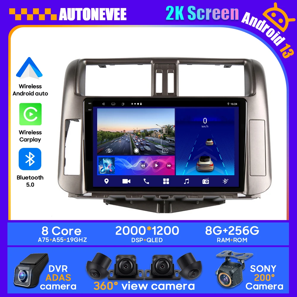 

Android Car For Toyota Land Cruiser Prado 150 2009 - 2013 Head Unit Multimedia GPS Player Radio Stereo BT Carplay Android Auto