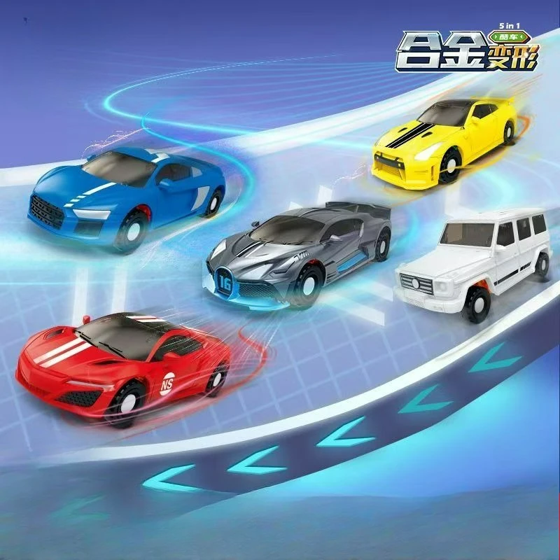 Robô transformador de liga 5 em 1, carros de 5 cores para guerreiro com armas, brinquedos de haste para meninos de 8 a 12 anos, modelo de veículos, figuras de ação