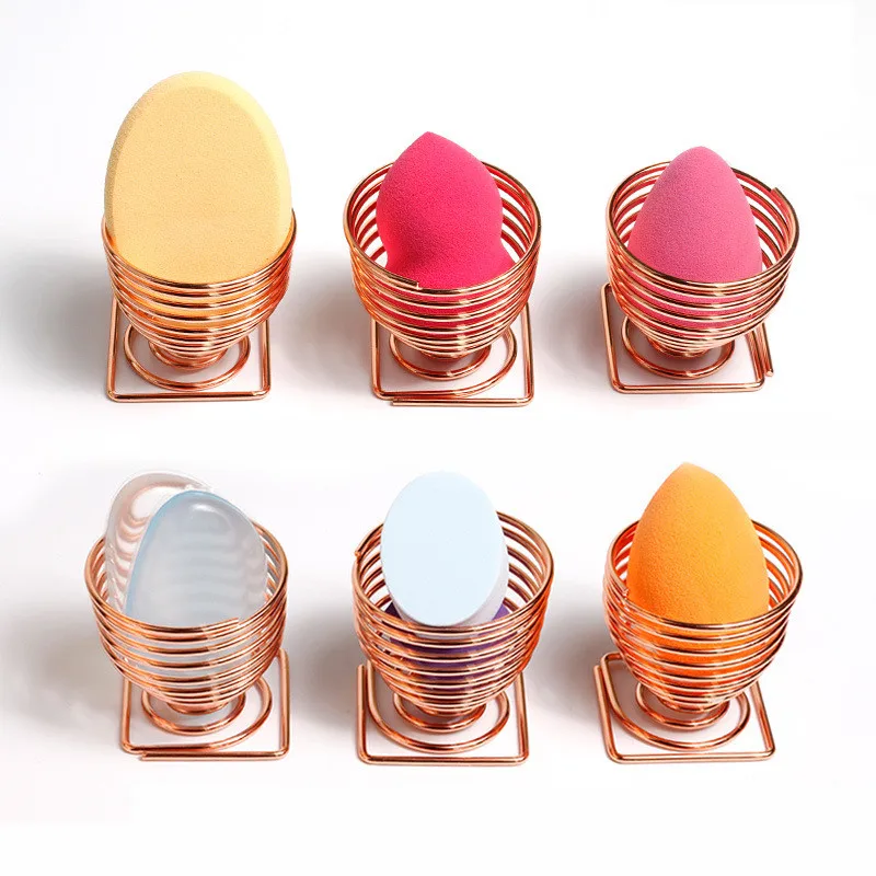 Egg Shaped Rack Display Drain Stainless Steel Empty Cosmetic Makeup Sponge Puff Alloy Drying Holder Makeup Egg Holders Tools