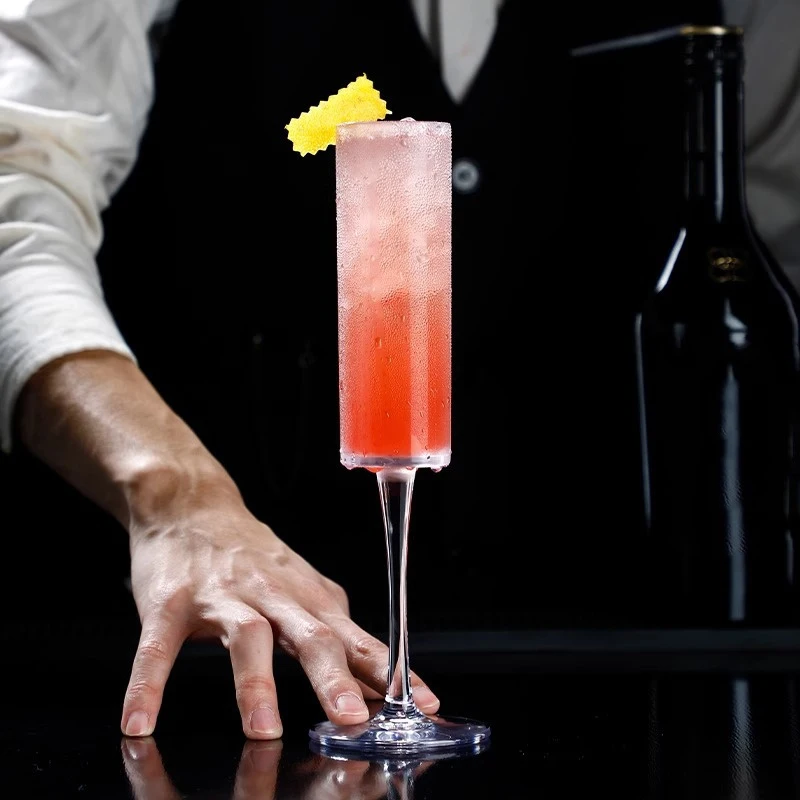 6OZ Champagnerglas-Cocktailbecher, Champagnerglas, Rotweinglas, Plastikbecher mit abnehmbarem Gewinde, hoher Fußbecher, Getränkebecher