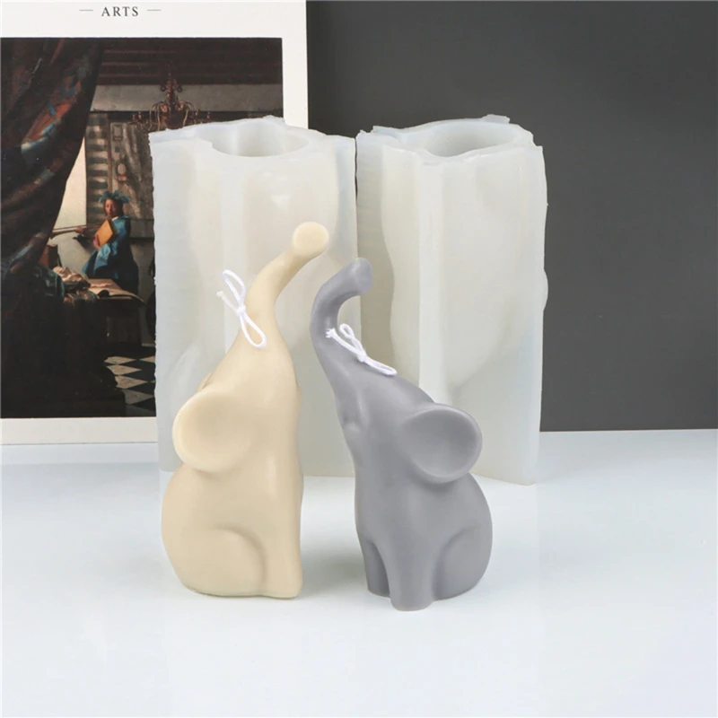 Elephant Silicone Mold for Handmade Desktop Decor Gypsum Epoxy Resin Aroma Mould for Home Decoration 37JB