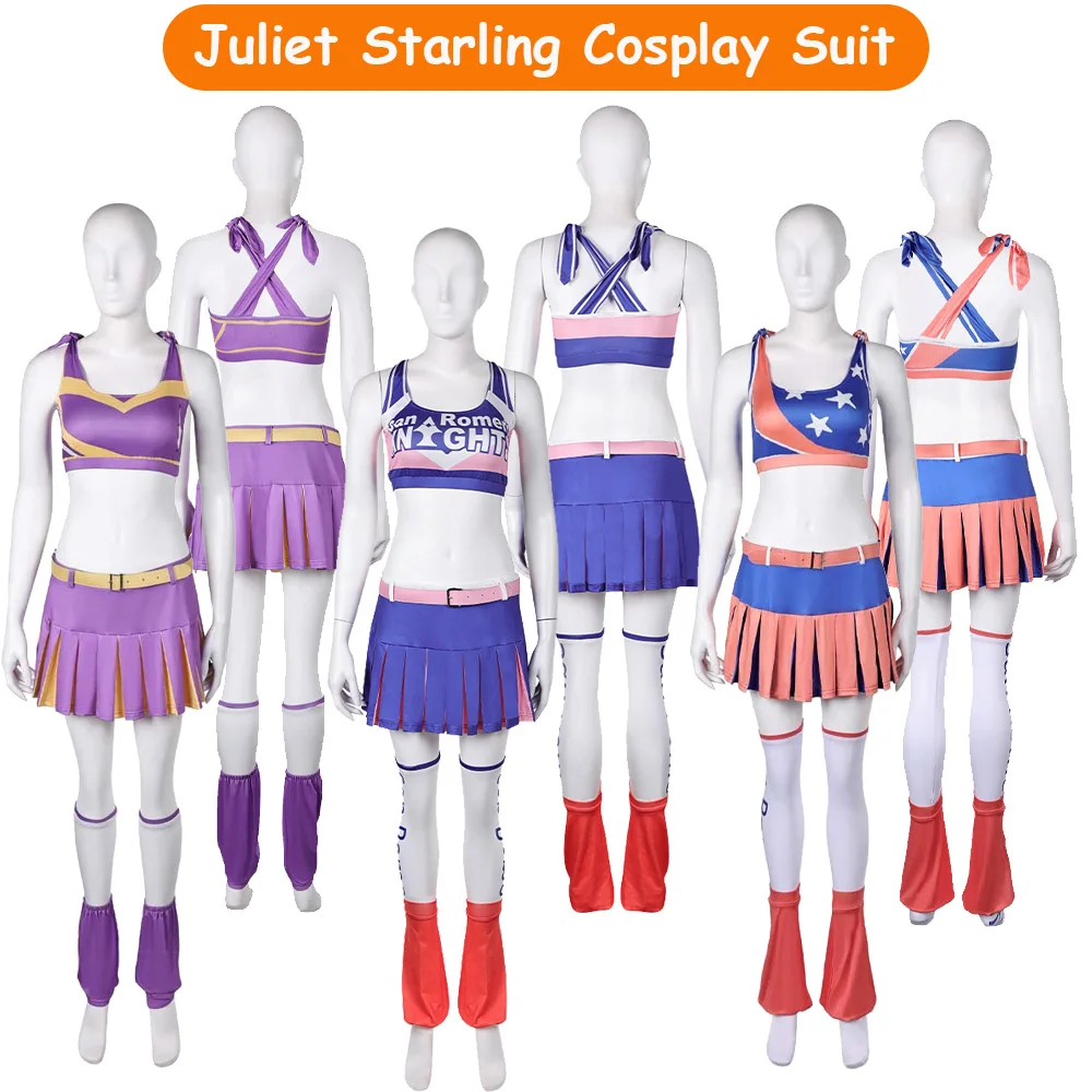 Juliet Starling Cosplay Clothing Fantasia Anime Lollipop Chainsaw Costume Cheerleading Uniform Vest Skirt Halloween Party Suit