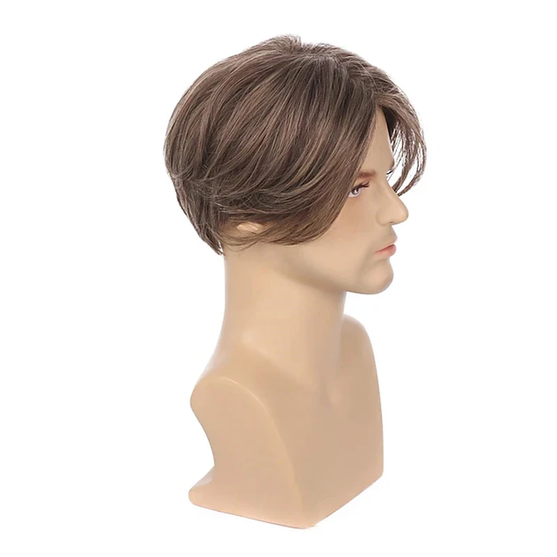 HAIRJOY Short Straight Synthetic Hair Side Part Wigs for Men Halloween Leon Kennedy Resident Evil Wig