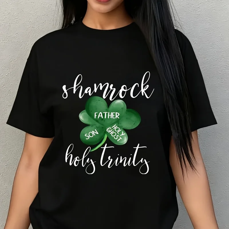 Christian St Patrick's Day Religious Faith Inspirational Women's Plus Size T-Shirt 100% Cotton 220g