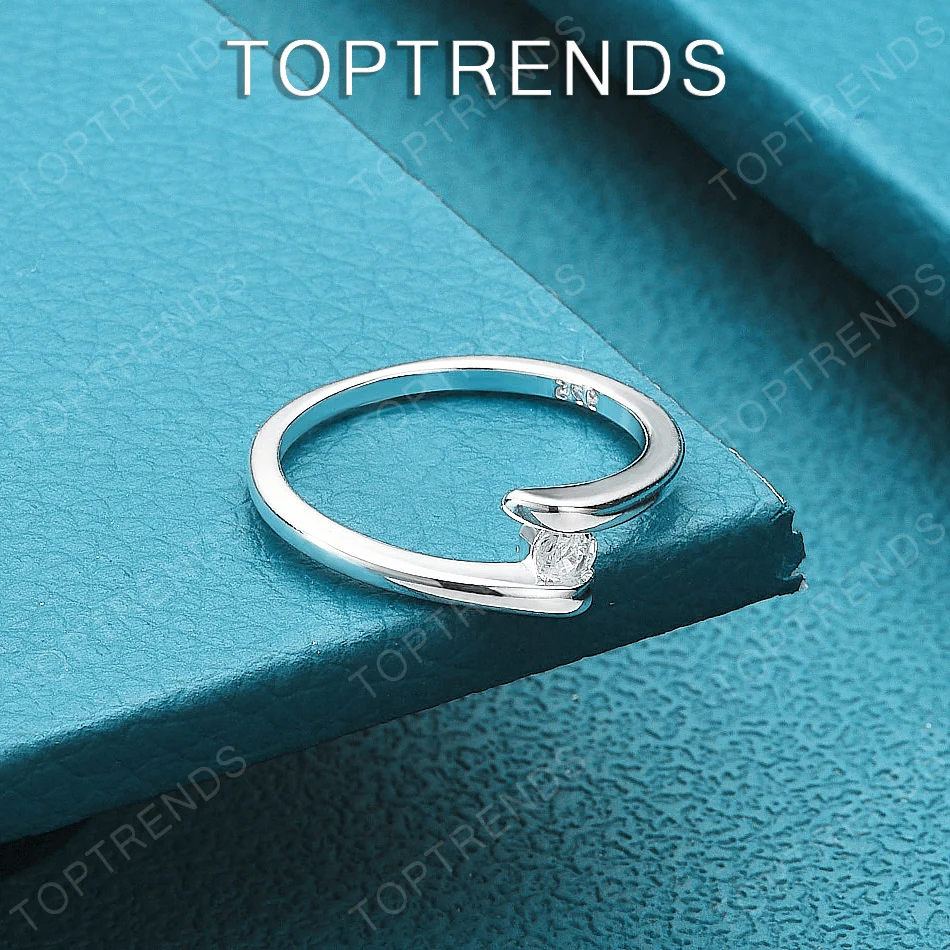 

AAA Zircon Jewelry 925 Sterling Silver Round Wedding Ring Valentine's Day Gift Women's Engagement Party Couple Accessories