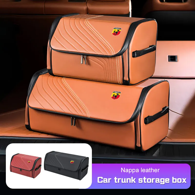Keyring Car Trunk Organizer Storage Box For FIAT Abarth 500 125 Panda Tipo Strada 600 Mobi Large Capacity Folding Leather Box