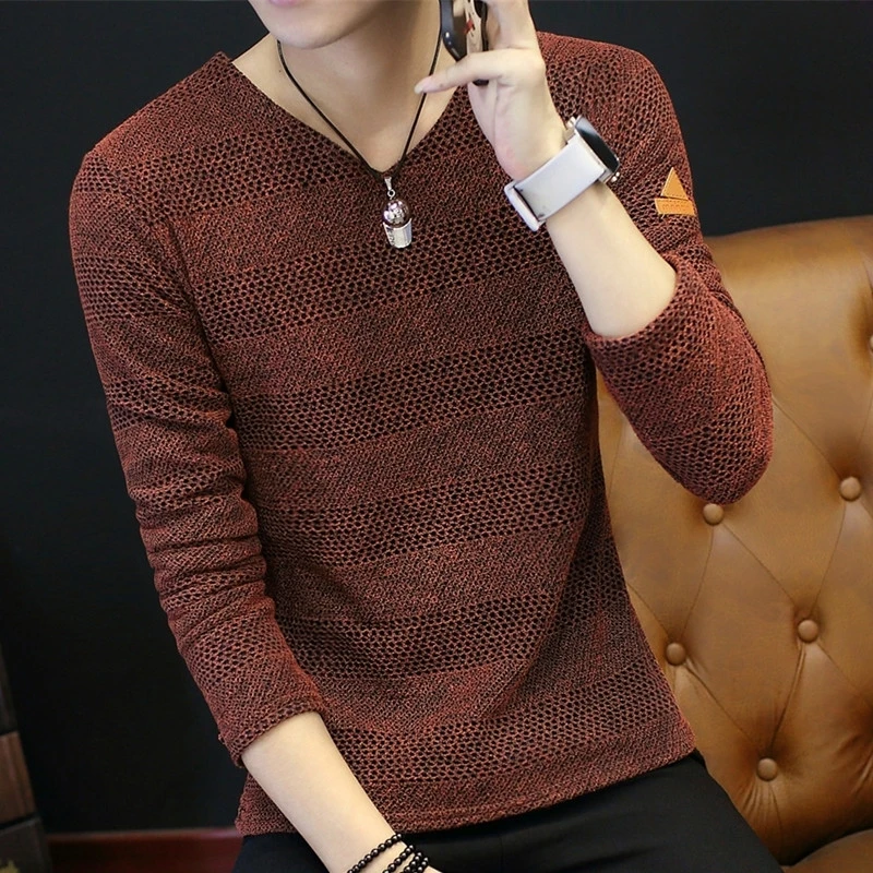 Knit Sweater Male No Hoodie Men\'s Clothing Red Pullovers Icon V Neck Sale Classic Street Elegant Pull Oversize Korean Fashion A