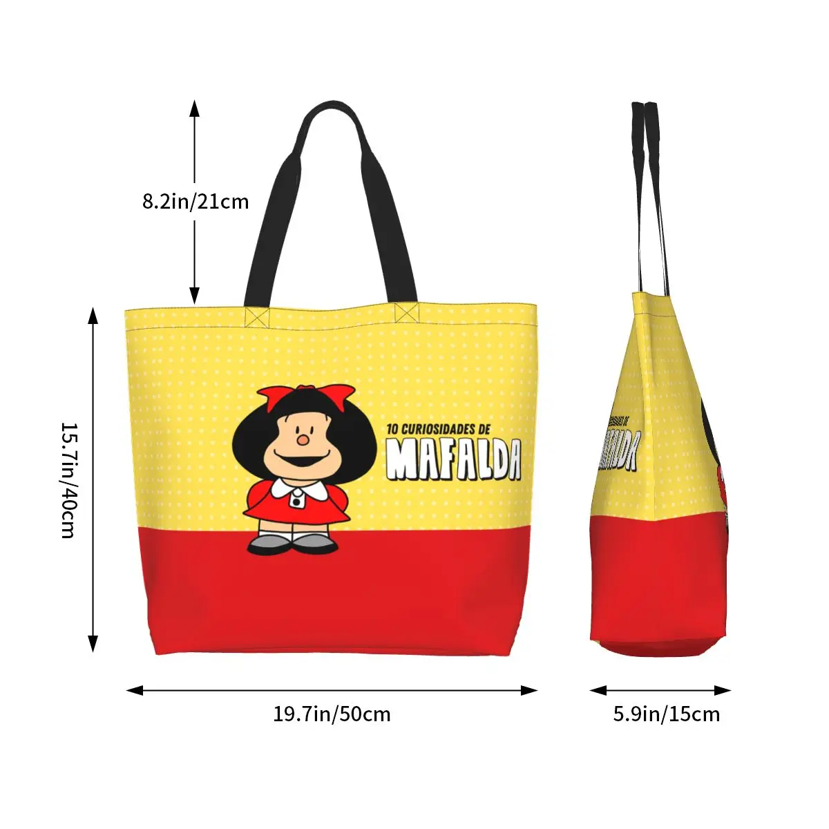 Recycling Quino Comic Mafalda Shopping Bag Women Shoulder Canvas Tote Bag Durable Cartoon Manga Grocery Shopper Bags