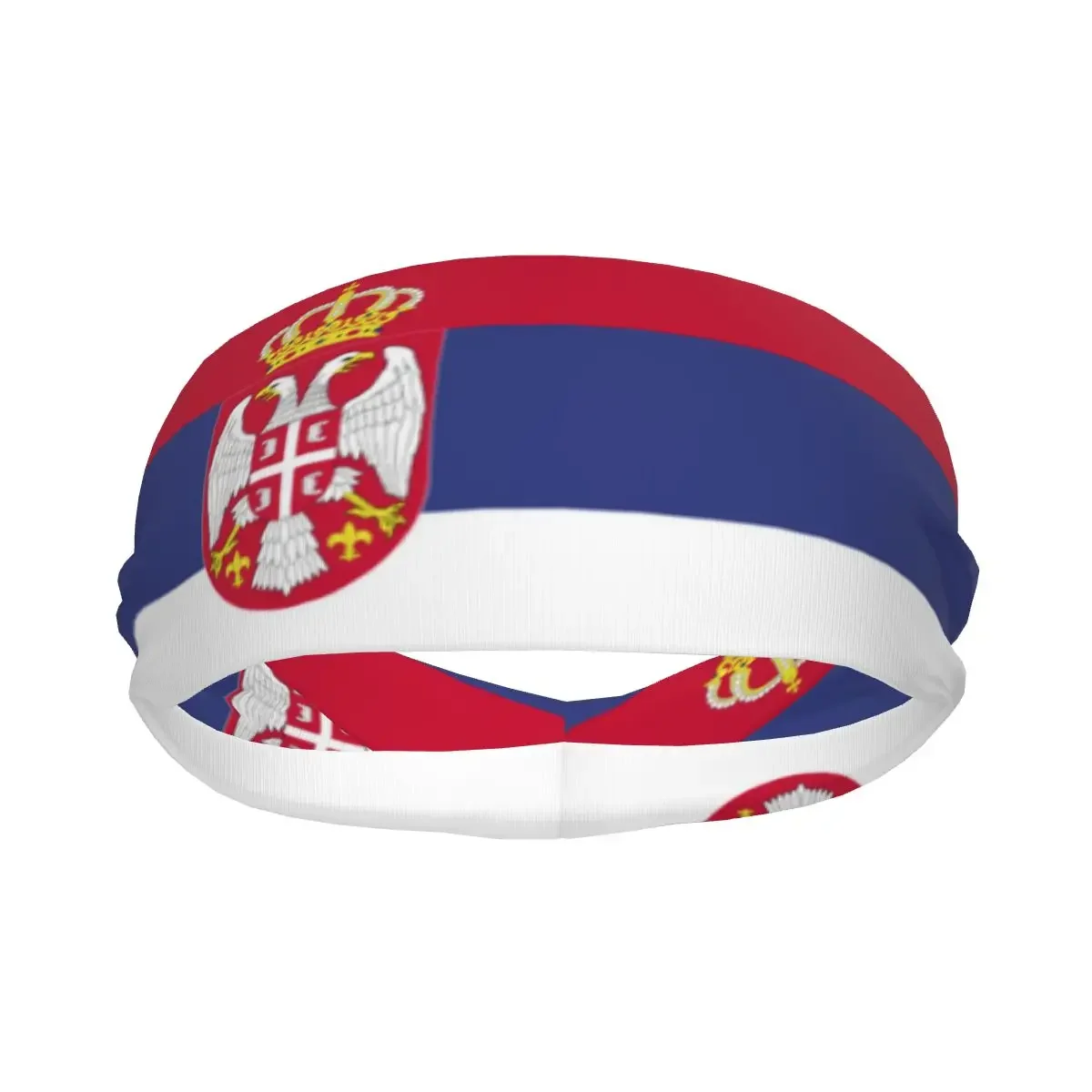 Custom Serbian Flag Sport Headbands for Women Men Stretchy Moisture Wicking Gym Sweatband