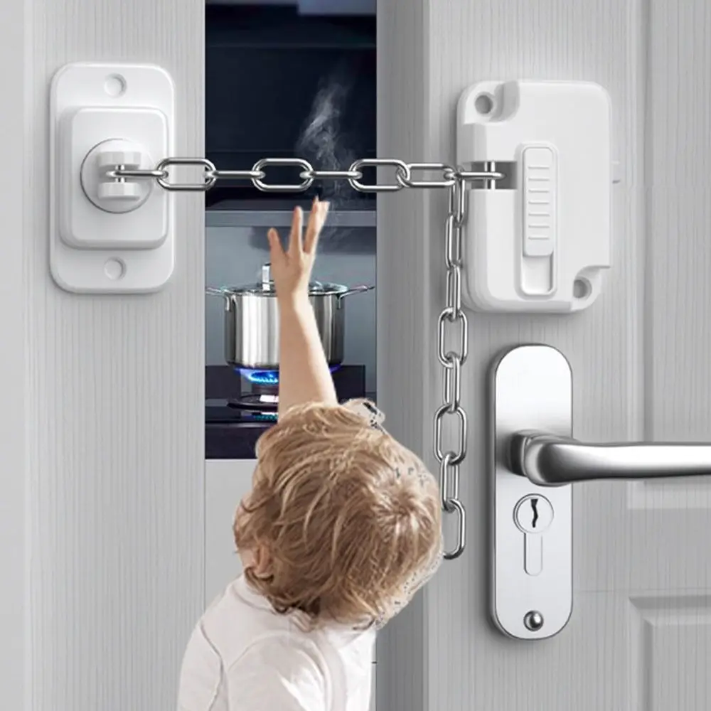 Reliable ABS Child Safety Window Chain Stainless Steel Non-marking Adhesive Window Stopper Protection Lock Durable Children