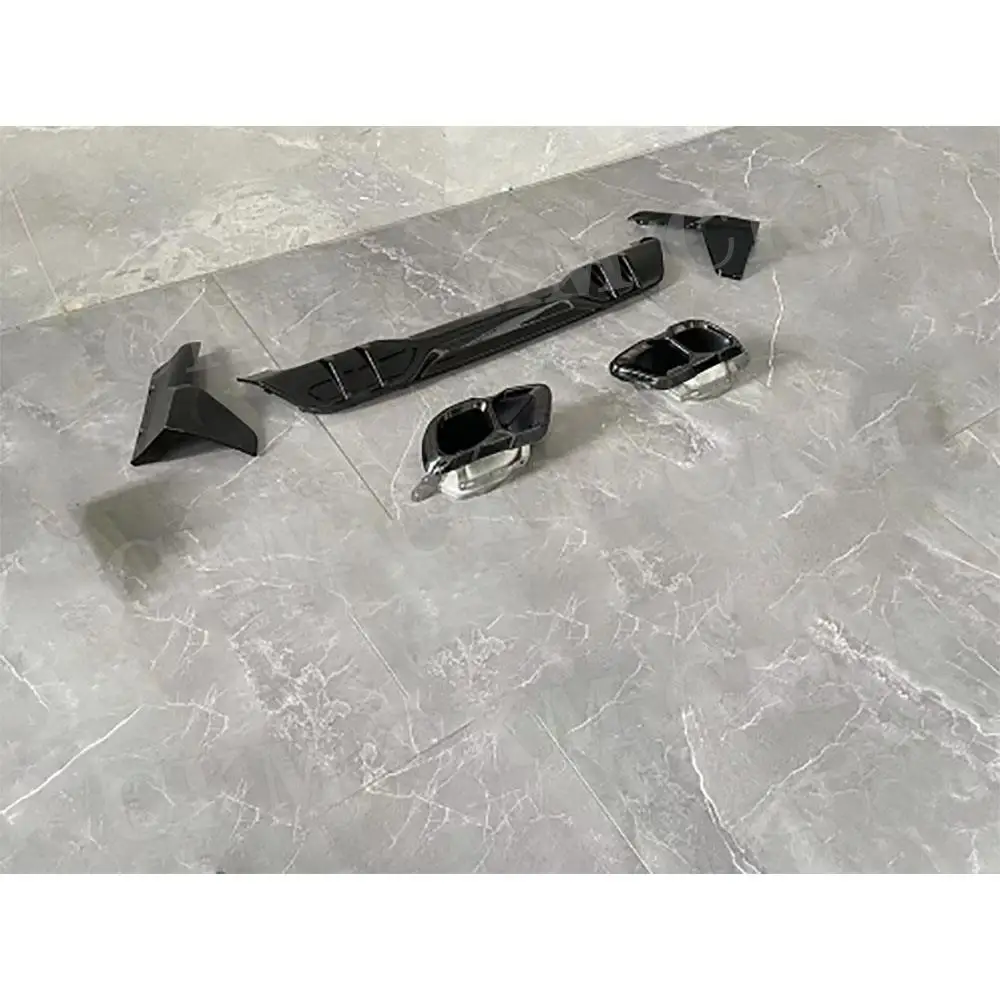 ABS الأسود المصد الخلفي التصميم اكسسوارات الديكور الوفير الناشر العادم نصائح جسم السيارة أطقم لسيارات BMW X5 G05 LCI M Sport 2023 + #5