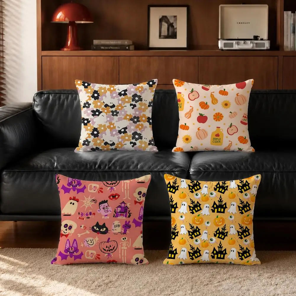 pattern Fall Halloween Pattern Cushion Cover Cushion Cover Set  50x50 45x45 40x40 Pillowcase Decorative Sofa Home Decor