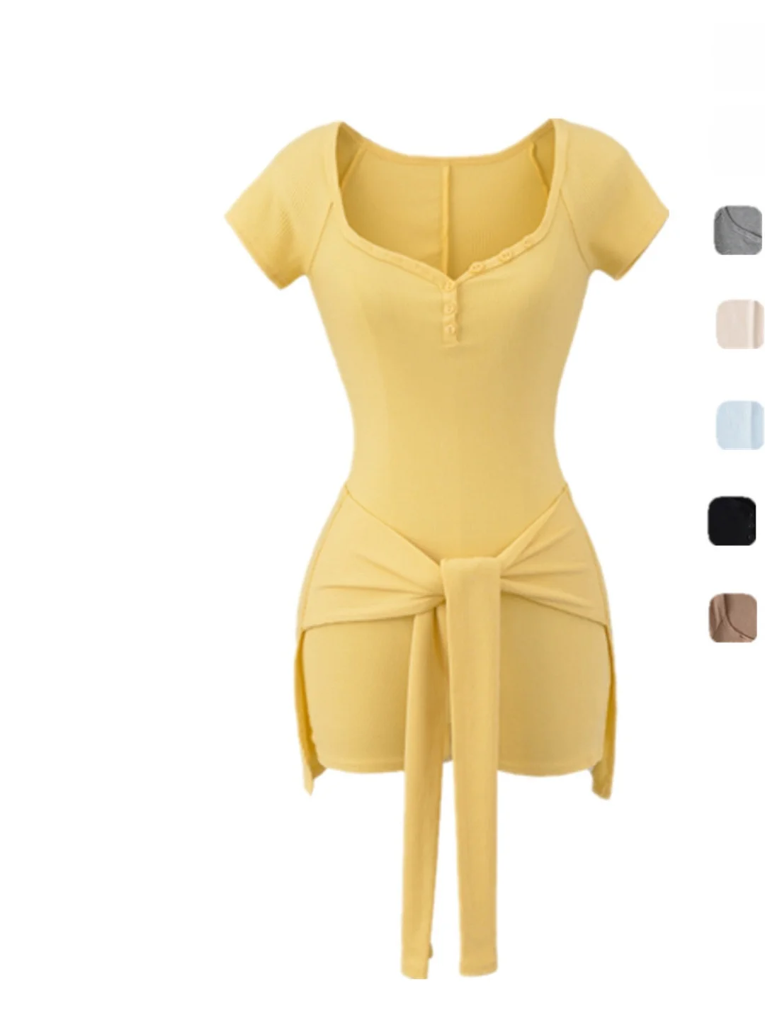 

Street Sle Heart Collar Belted Waist One-Piece ort Sve Slimming Flattering Base irt High Waist ort Pants