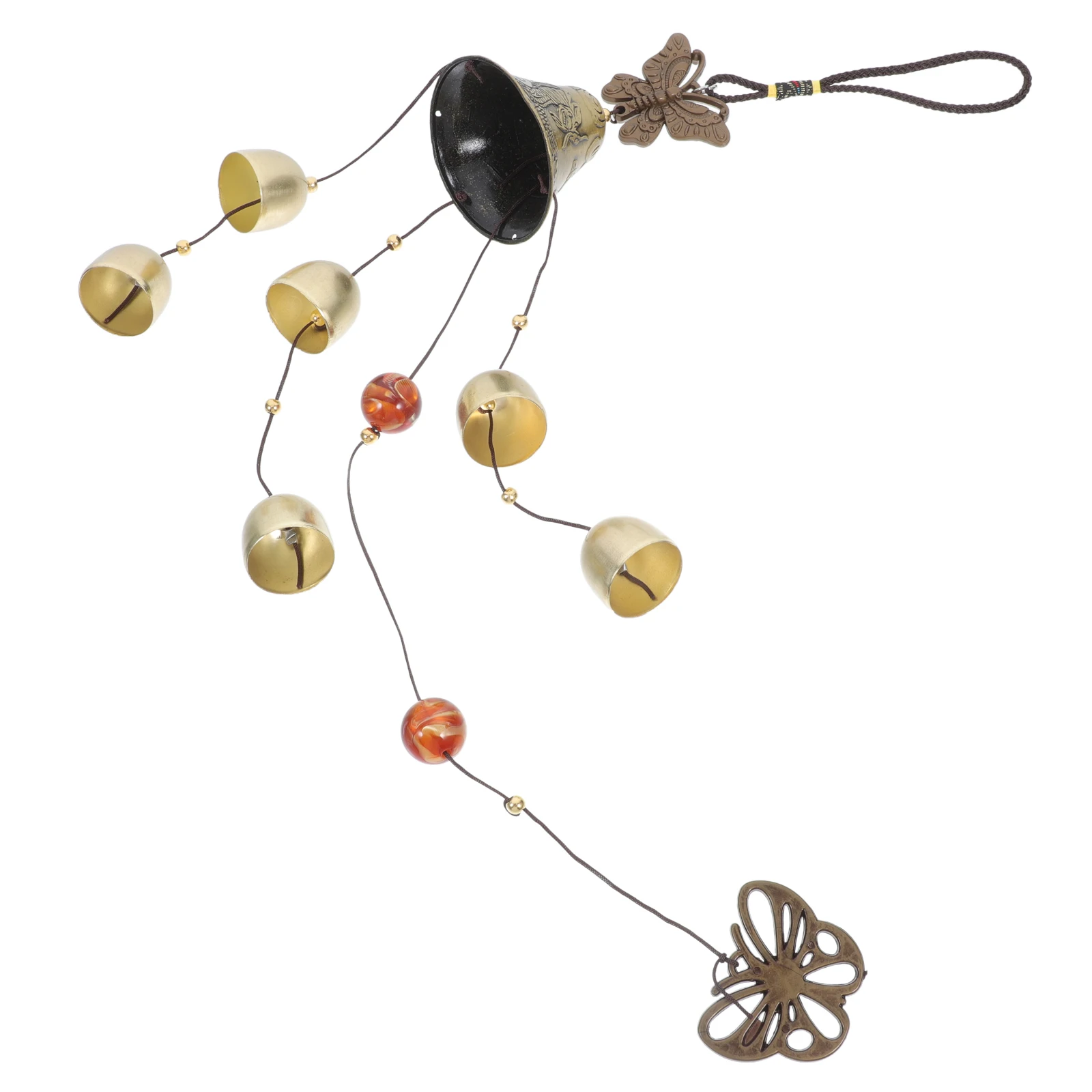 

Vintage Butterfly Wind Chime Metal Bells Decor For Garden Porch Balcony Indoor Outdoor Chinese Golden Bells Craft