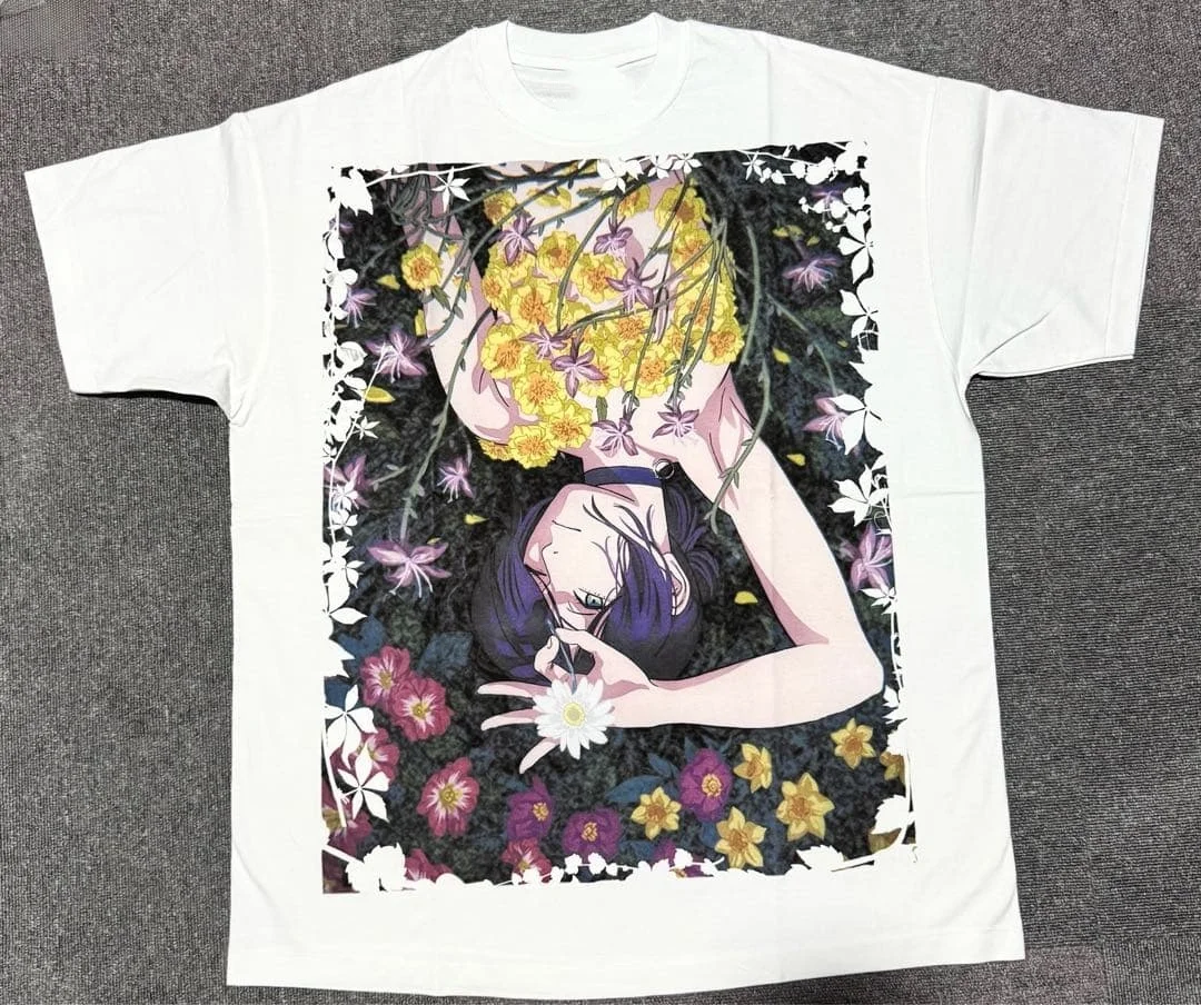 Chainsaw Man Reze Movie Arc Floral Y2K Aesthetics Grafik-T-Shirt aus Baumwolle für Herren und Damen, Streetwear-T-Shirt – Detail 4