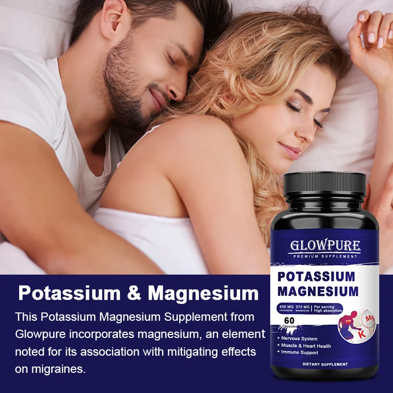 Potassium Magnesium Capsule for Muscle, Bone, Nervous, Heart Health, Relieve fatigue and headaches, Improve Immune System